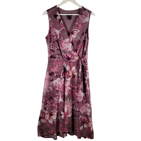 Enfocus Studio Dresses & Skirts - Enfocus Studio Floral Midi Dress Womens 12 Pink Floral Chiffon Romantic Ballet